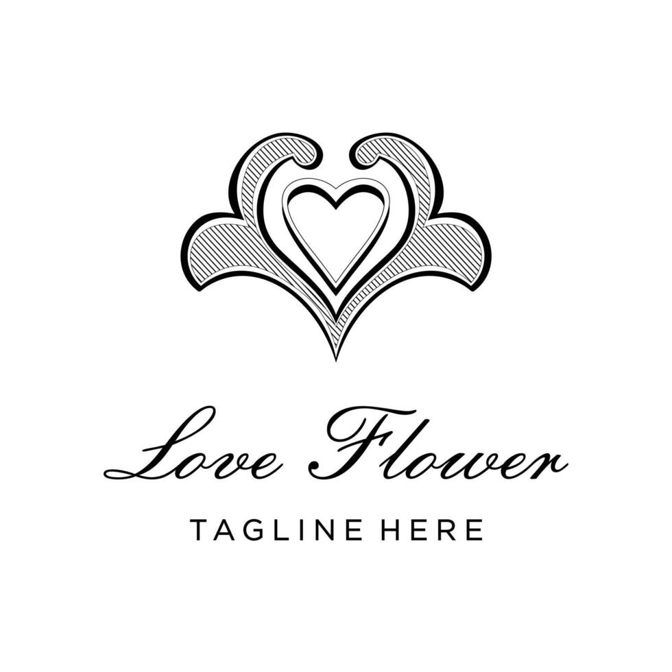 Flower and heart icon, wedding design vector illustration