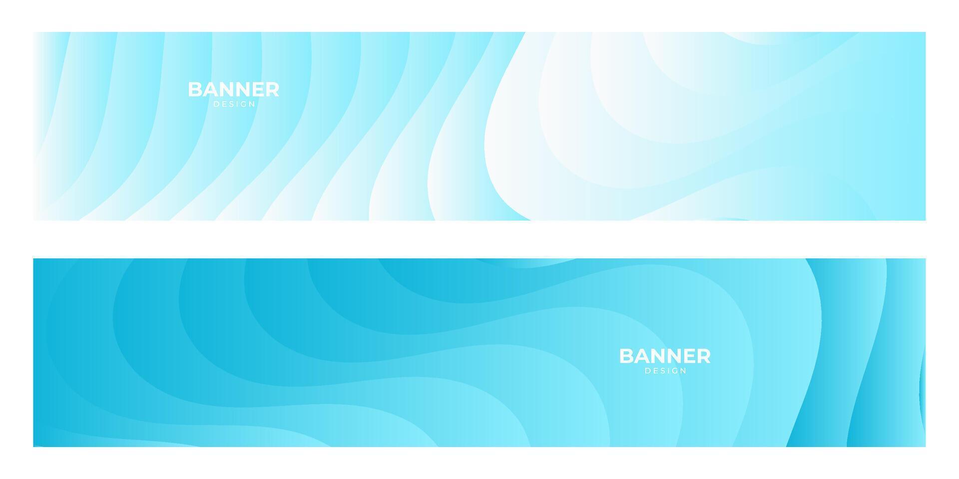 set of light blue wave banner background vector