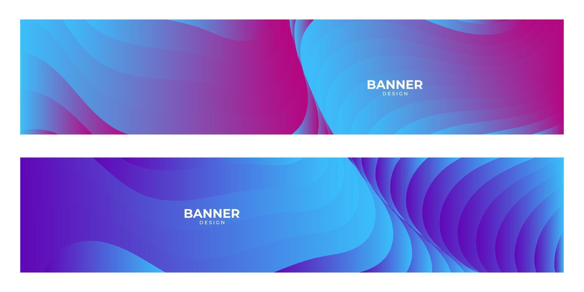 set of pink blue purple gradient wave banner background vector