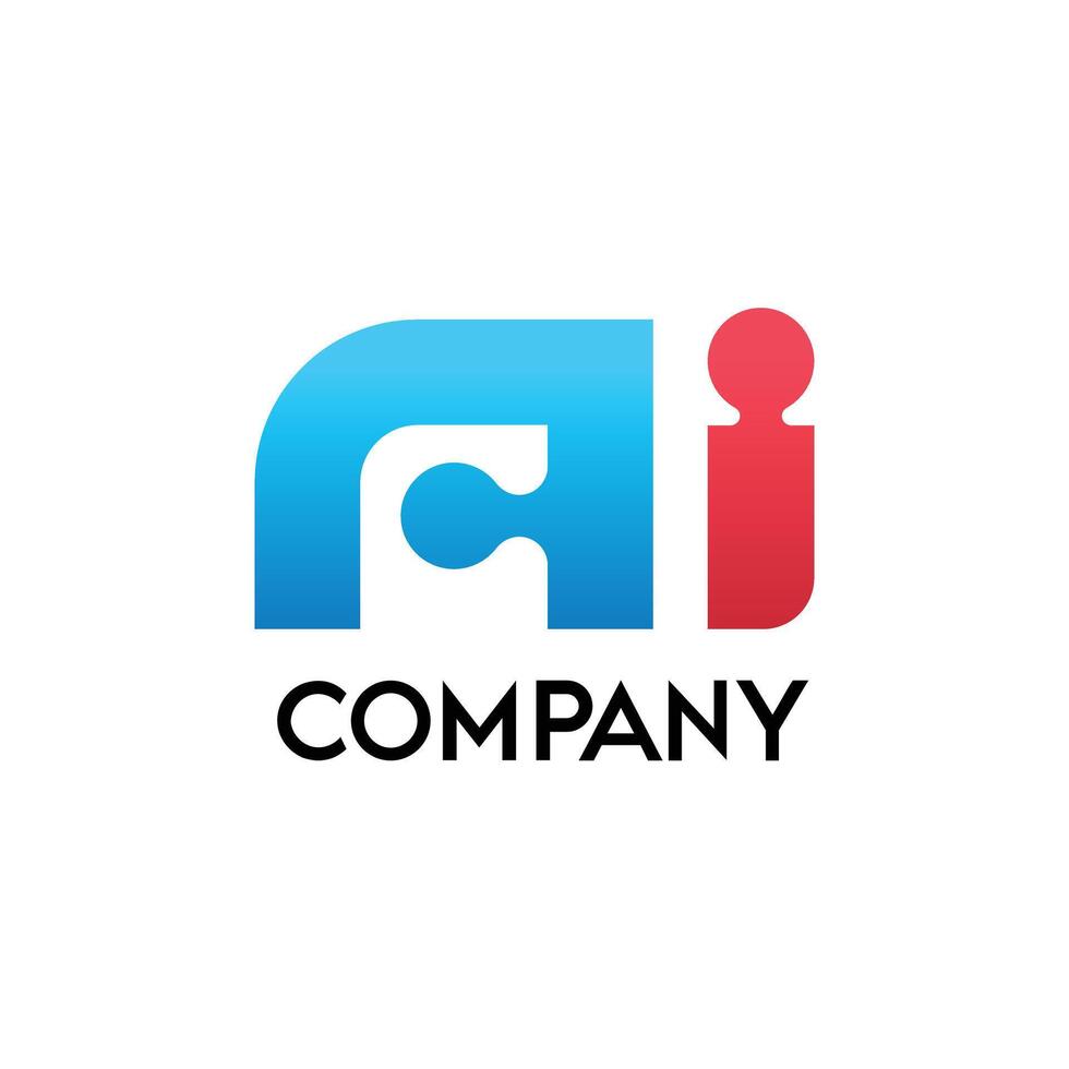 Initial lowercase letter ai, curve rounded logo, vector