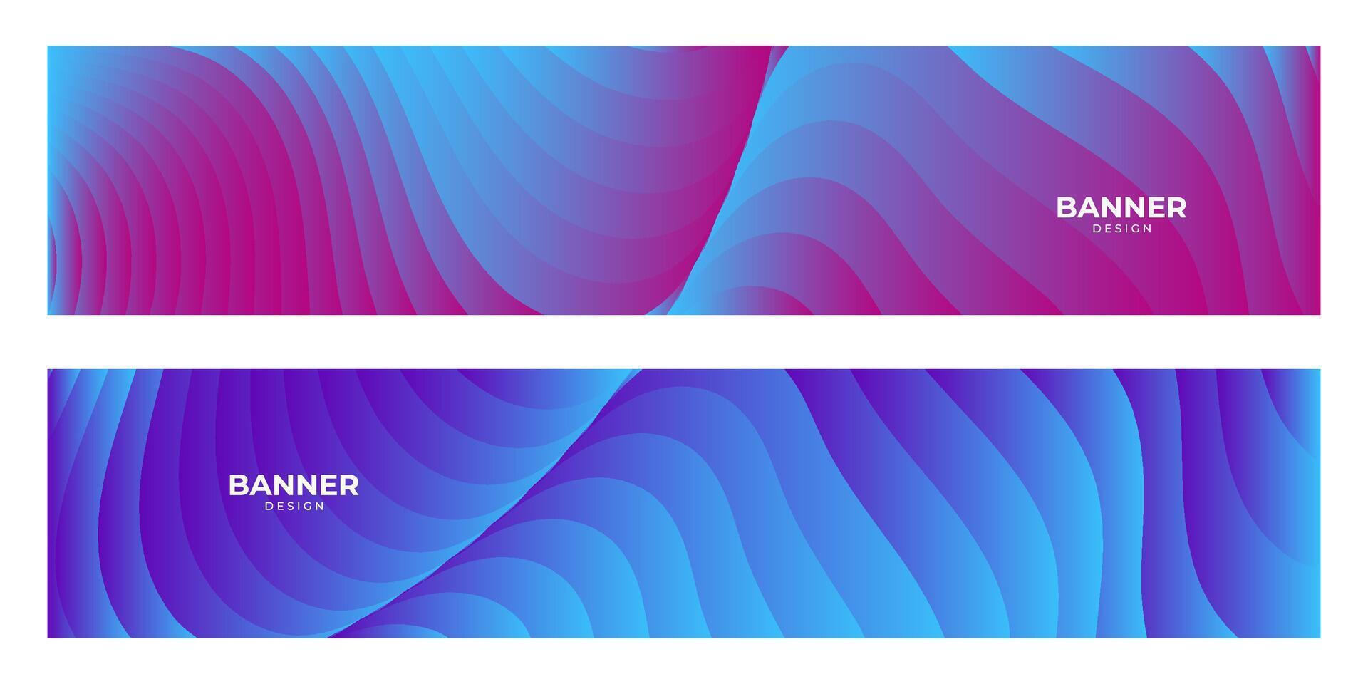 set of pink blue purple gradient wave banner background vector