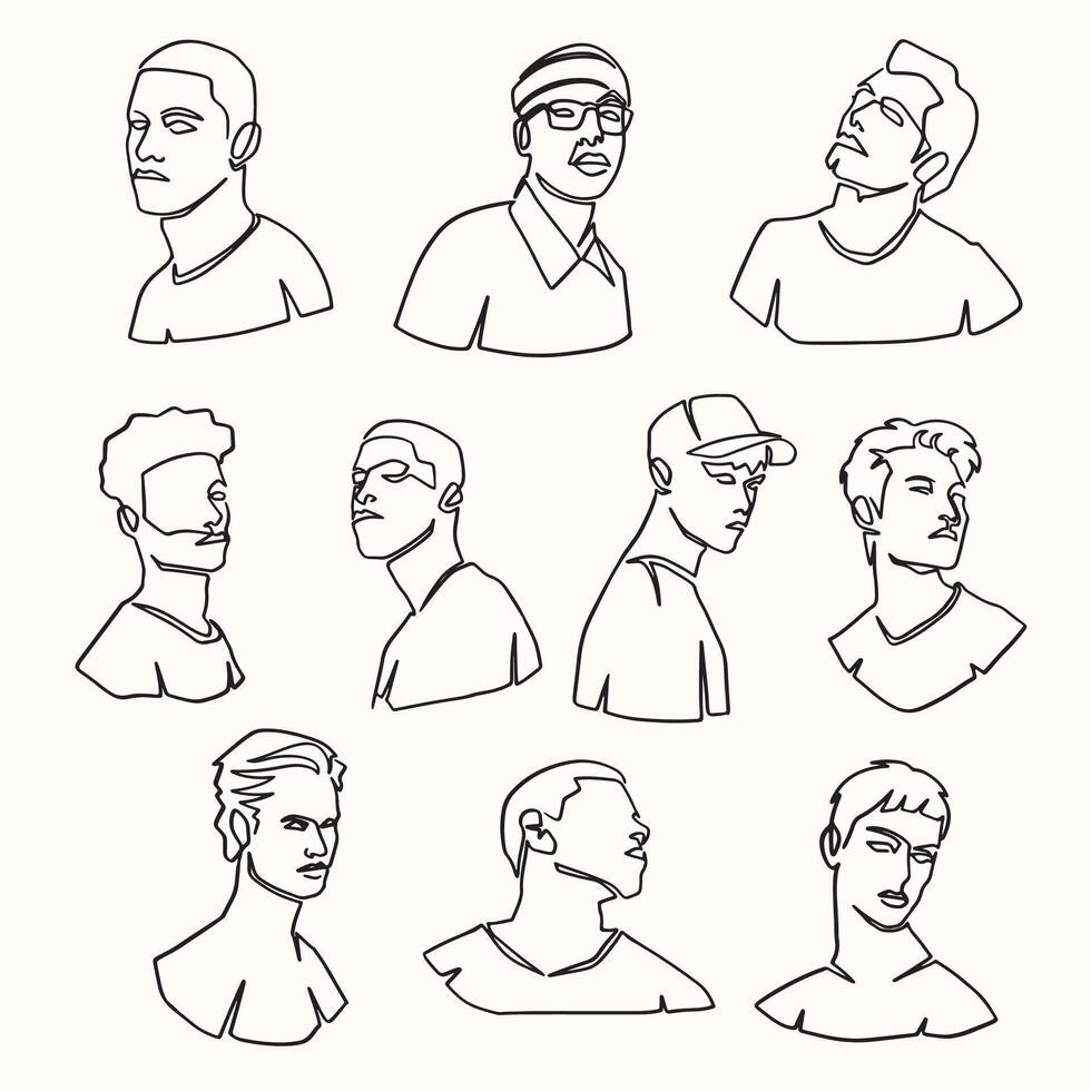 Men Line Art Illustration Vector