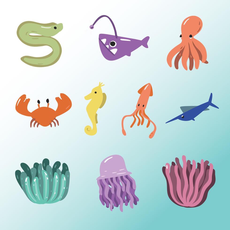 10 Aquatic Animal Vector