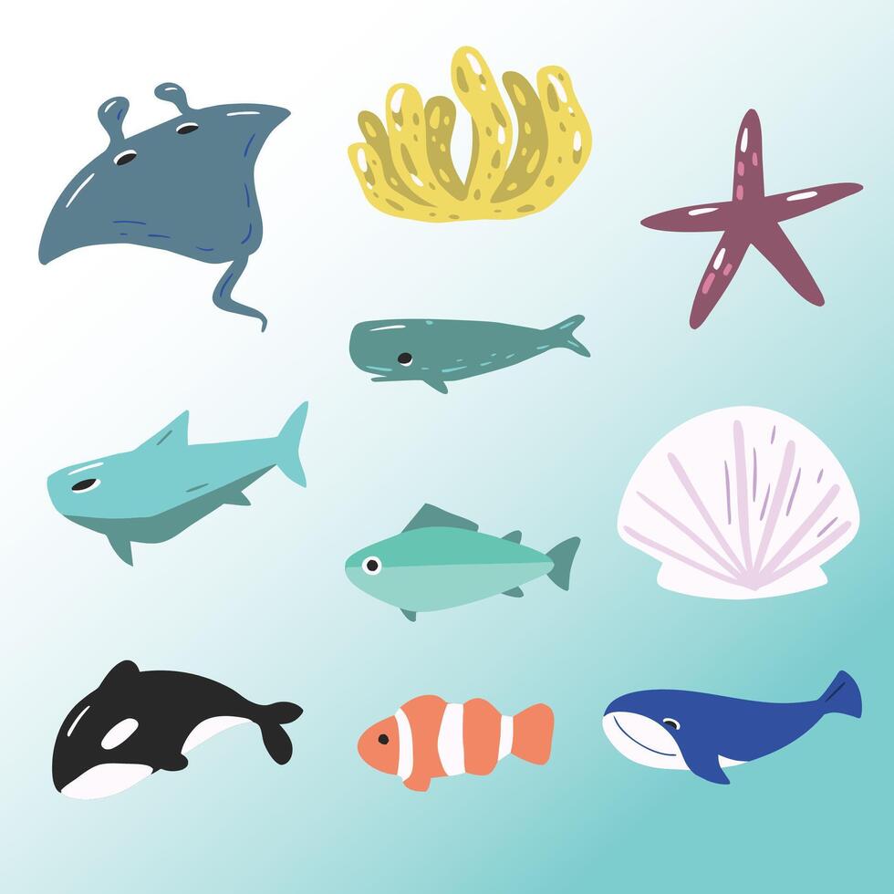 10 Aquatic Animal Vector