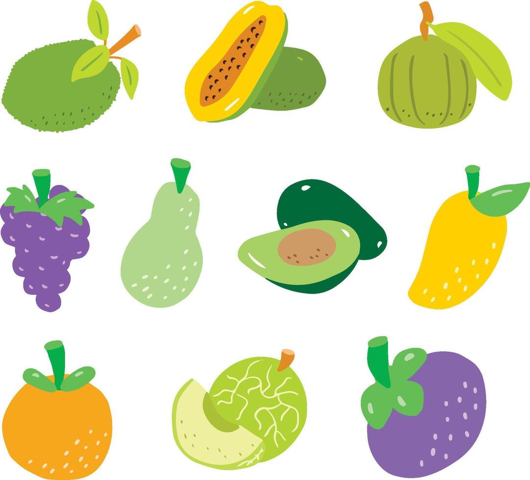 10 Fruta ilustración vector colección