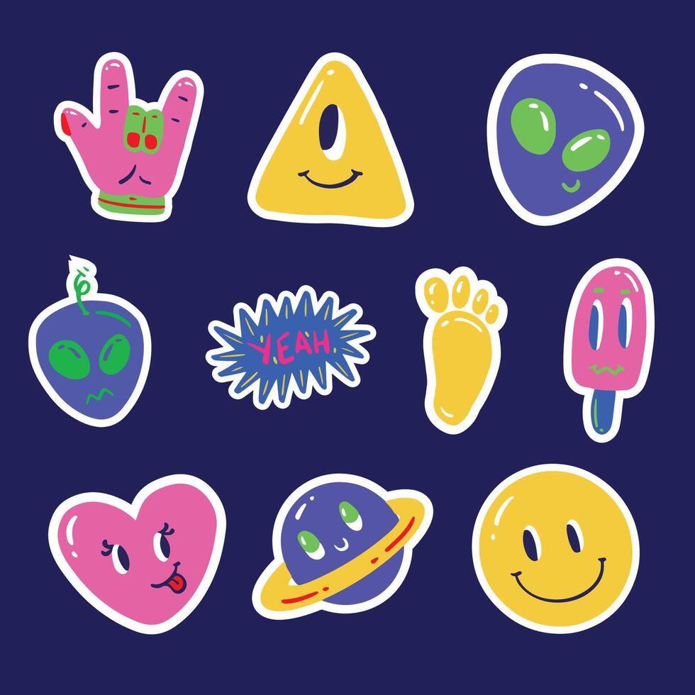 10 Y2K Retro Sticker Vector