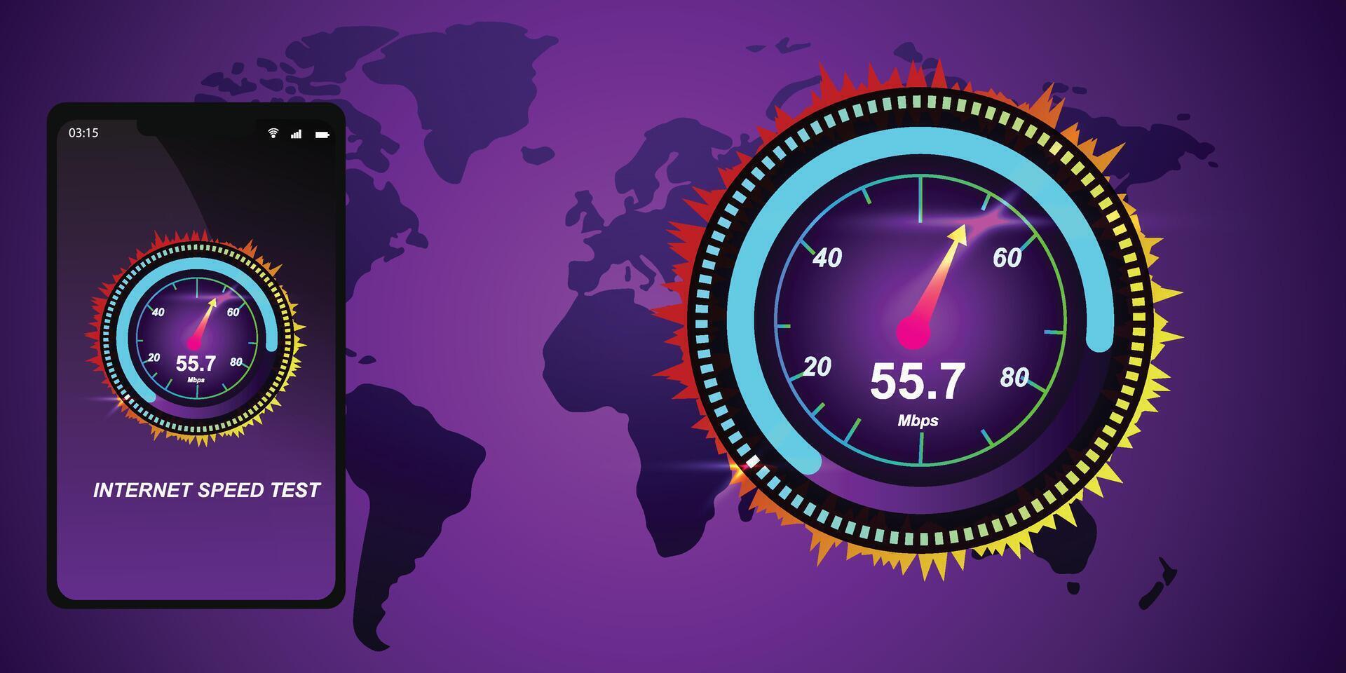 Vector illustration of internet speed test 5g suitable for visualizing technology to test internet speed background design