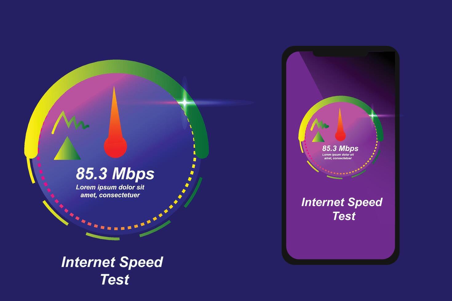 vector ilustración de Internet velocidad prueba 5g adecuado para visualizante tecnología a prueba Internet velocidad antecedentes diseño
