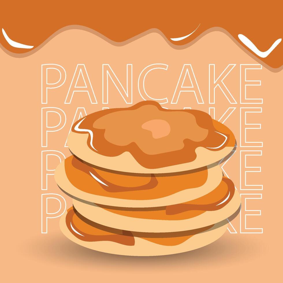 vector art of stacked pancakes with sweet melted caramel jam on top.