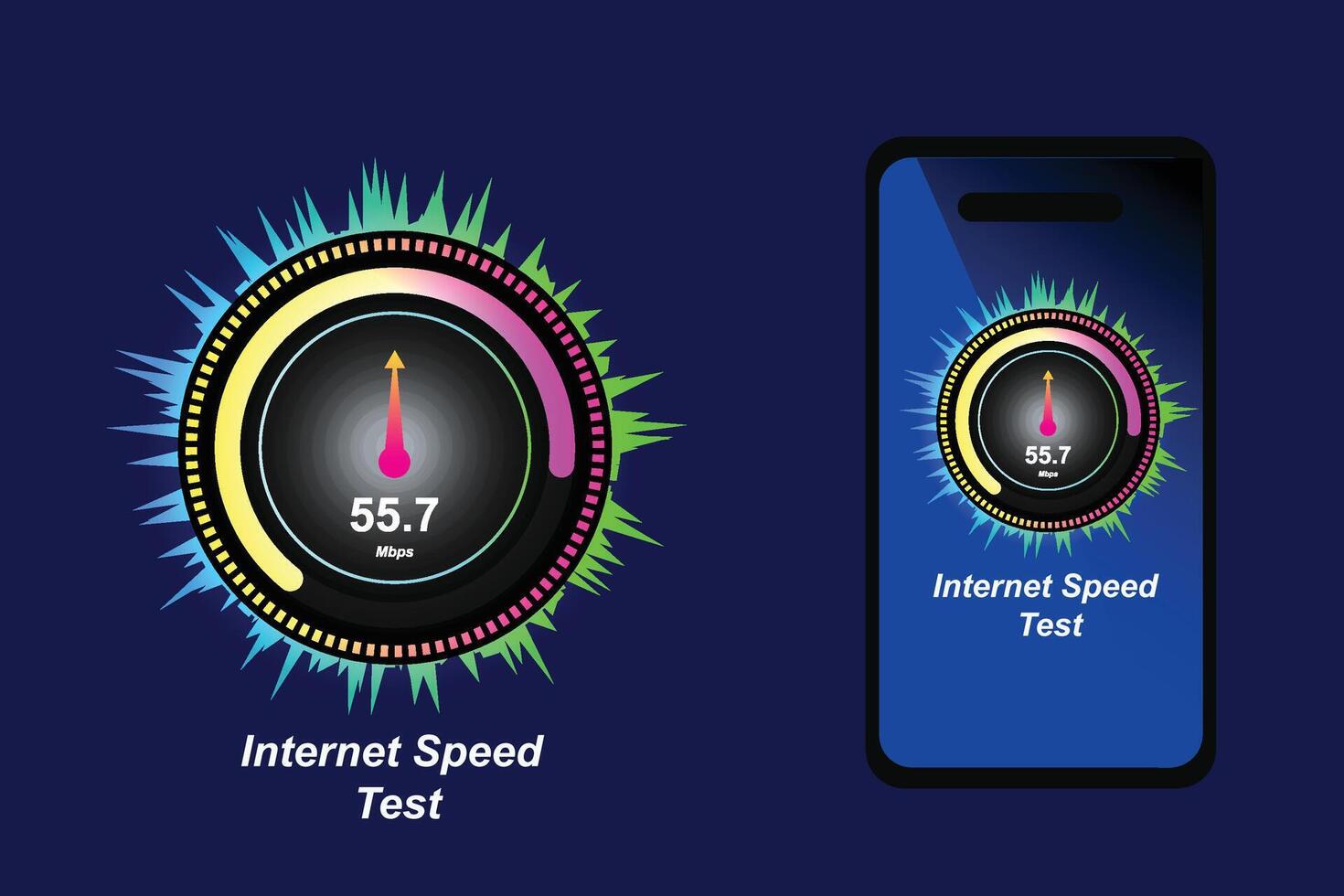 vector ilustración de Internet velocidad prueba 5g adecuado para visualizante tecnología a prueba Internet velocidad antecedentes diseño