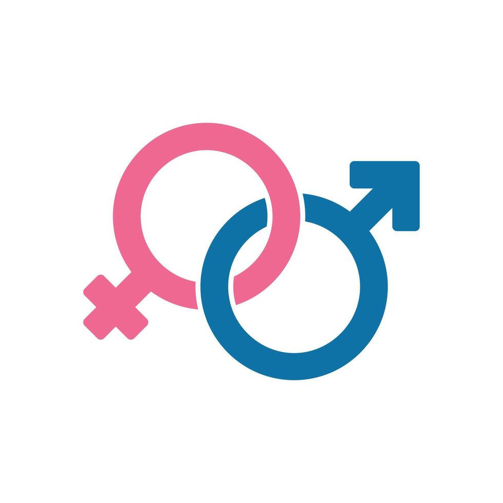 Gender symbol. Female and male icon. Man and woman sign. Pink and blue vector