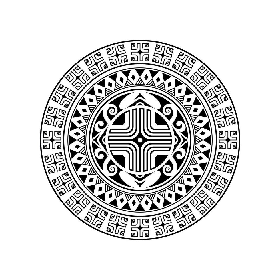 redondo tatuaje ornamento con esvástica maorí estilo. africano, aztecas o maya étnico estilo. vector