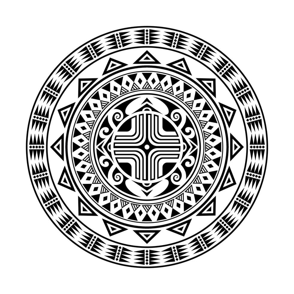 redondo tatuaje ornamento con esvástica maorí estilo. africano, aztecas o maya étnico estilo. vector