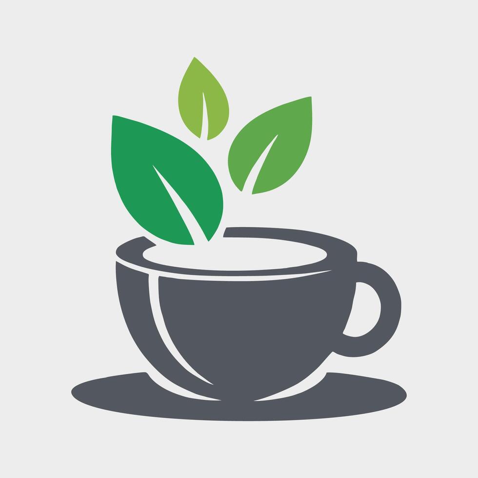 Vector silhouette of coffee with natural leaves