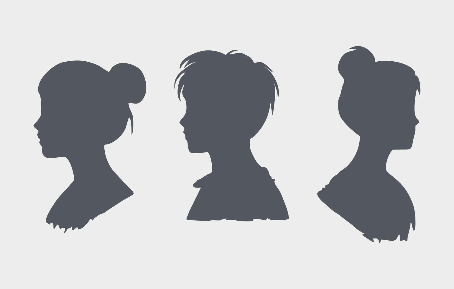 black silhouettes of women and men vector