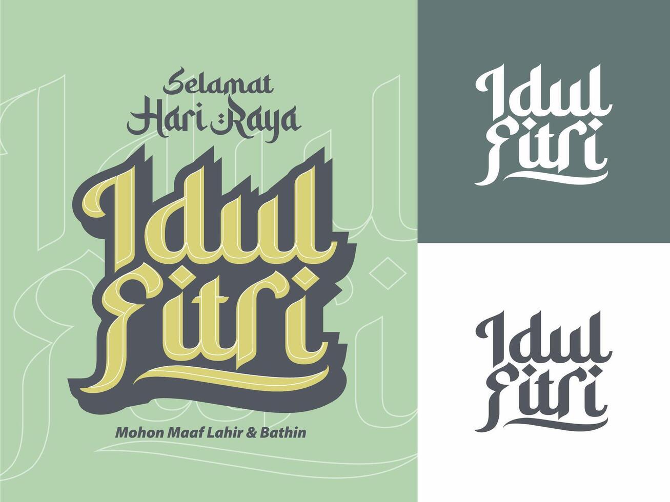 Indonesian text Idul Fitri, Eid al-Fitr vector