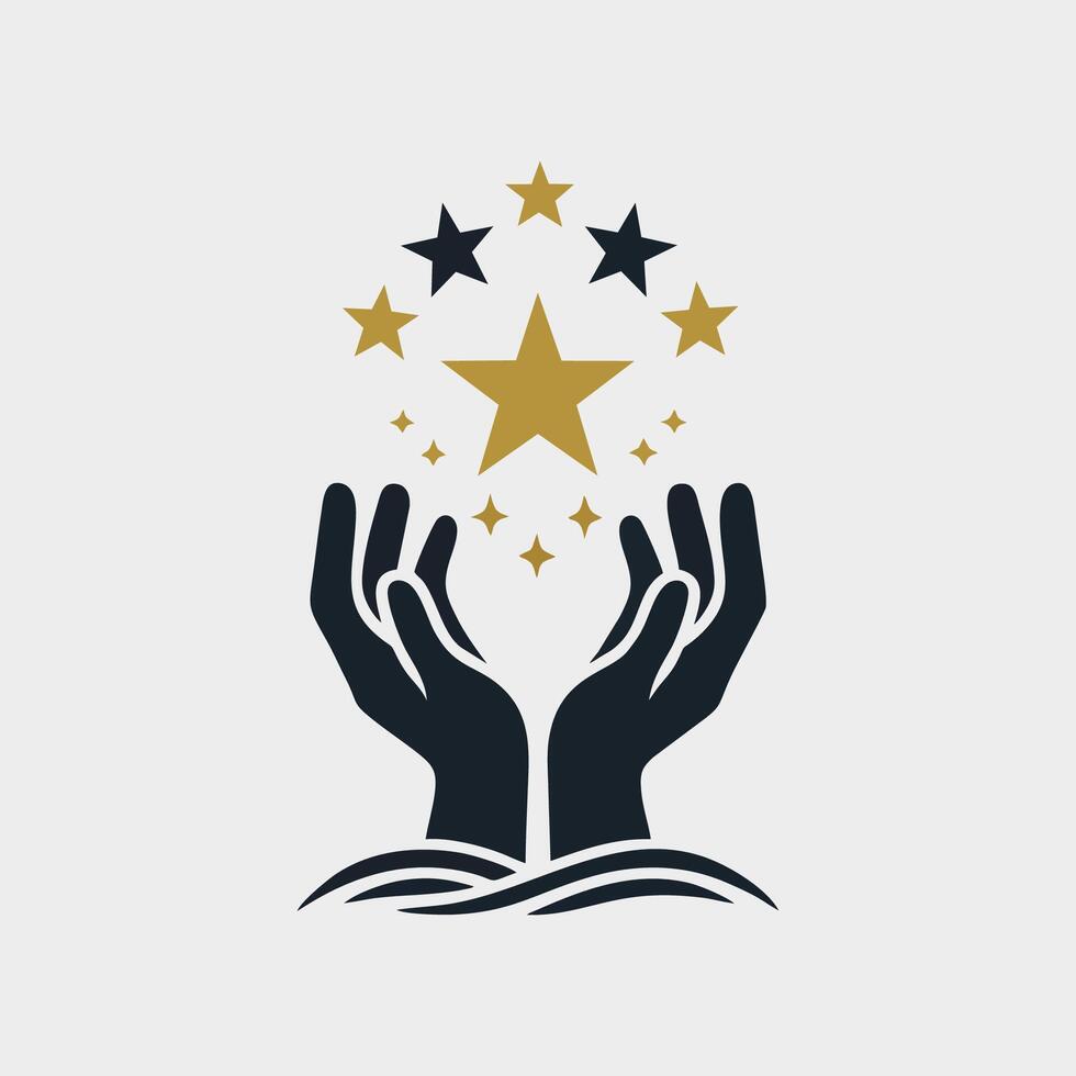 Community logo, logo of hands reaching for stars vector