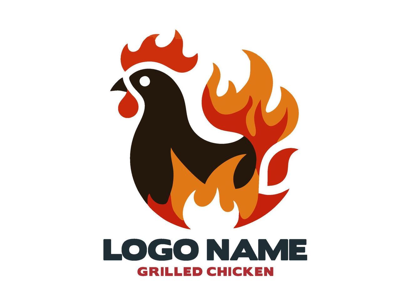 Grilled chicken logo, illustration of a whole chicken being grilled vector