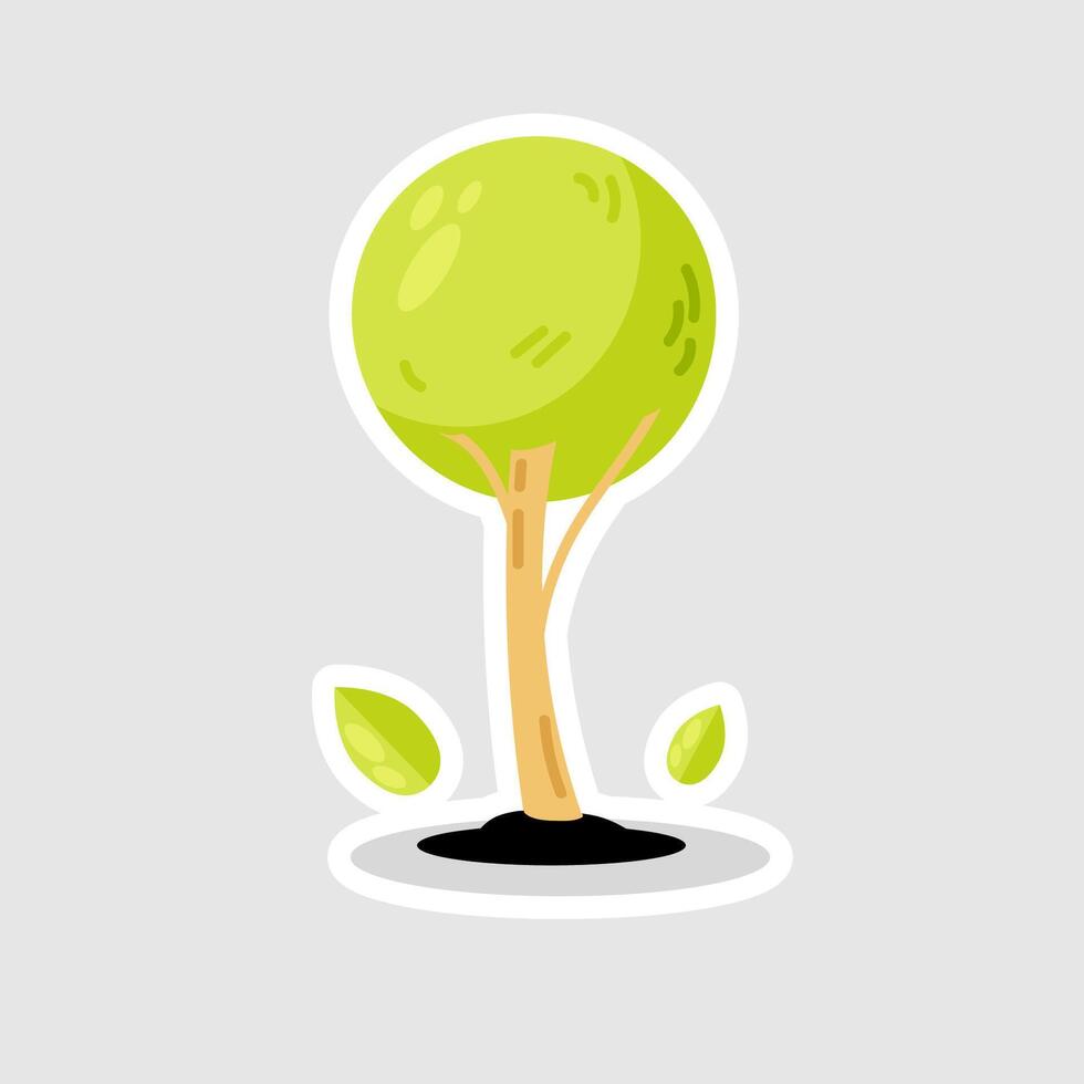 Green tree icon. Vector illustration in flat style. Isolated on gray background.