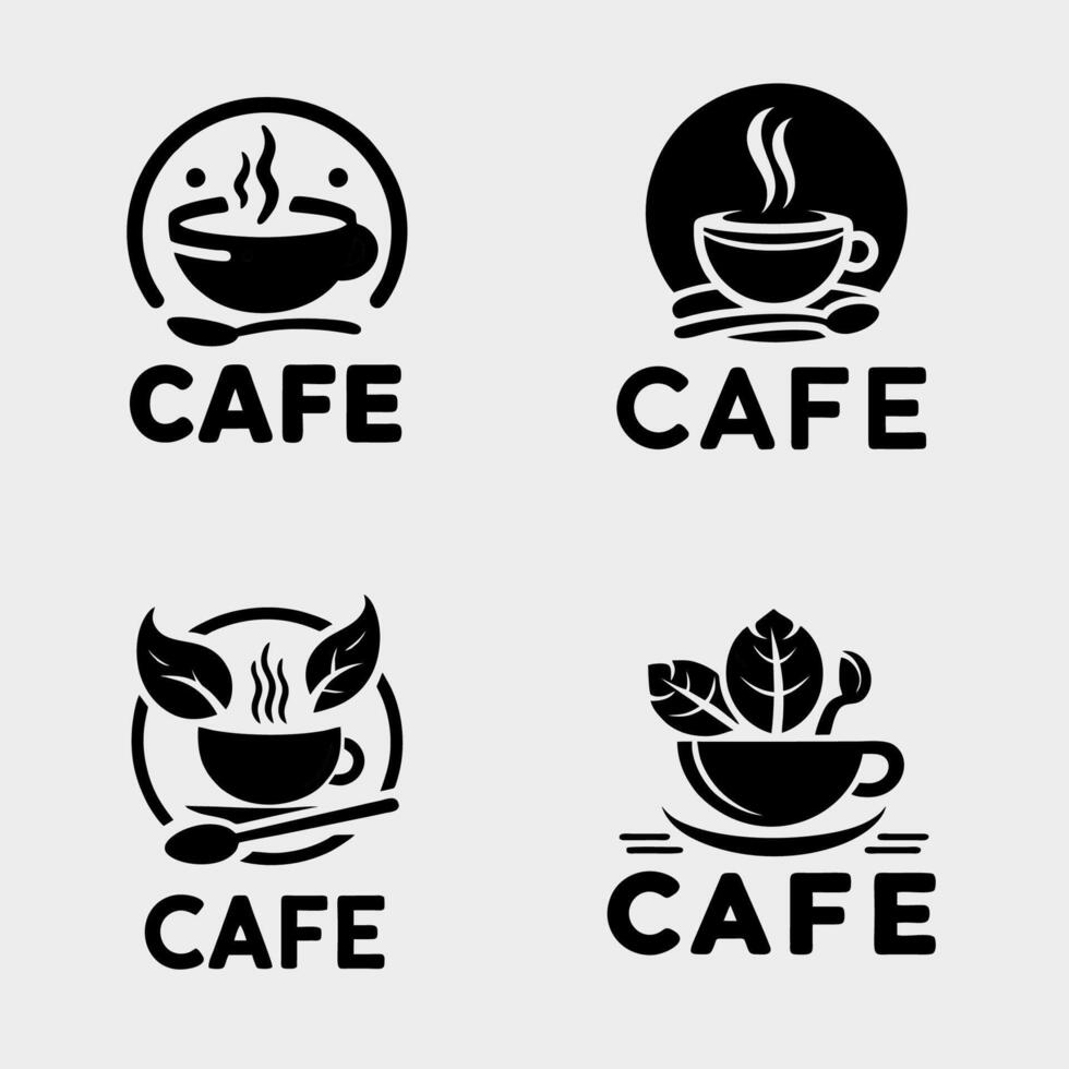 Set cafe logo, black logo vector
