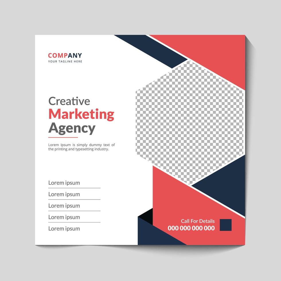 Marketing Agency Social Media Post, Digital Marketing Web Banner, Corporate Square Flyer Template vector