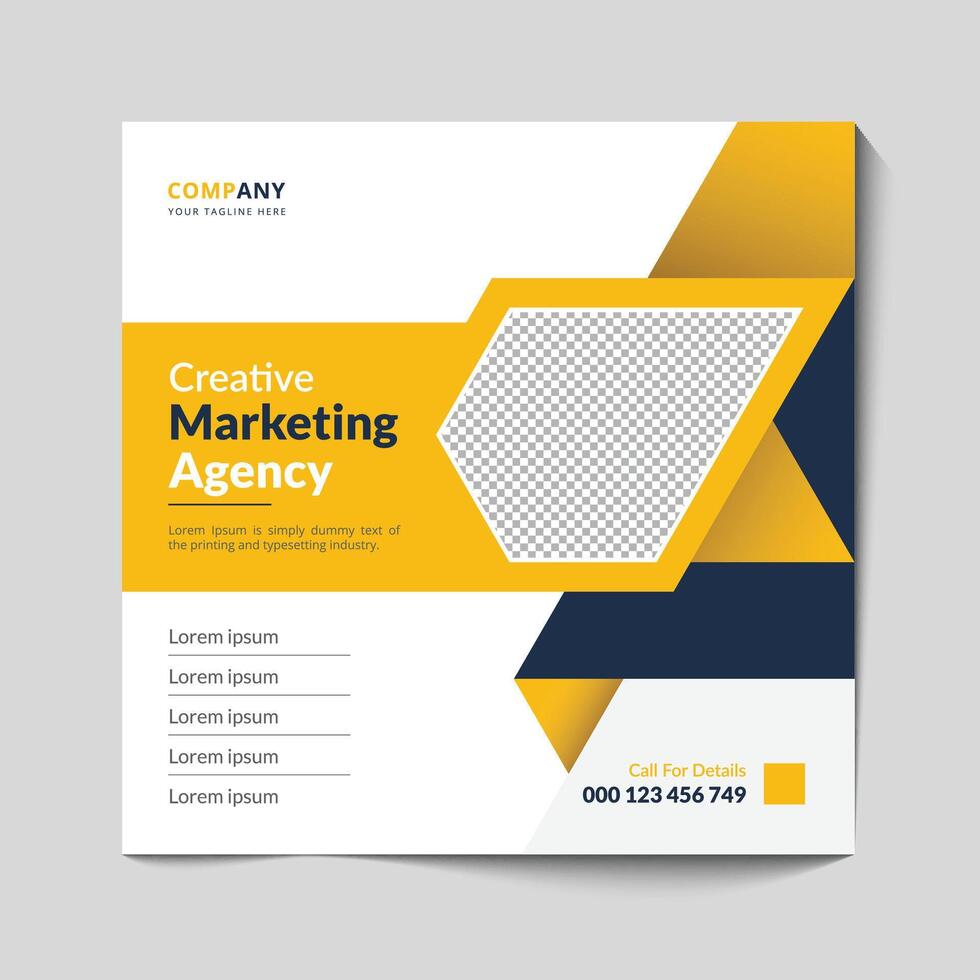 Marketing Agency Social Media Post, Digital Marketing Web Banner, Corporate Square Flyer Template vector