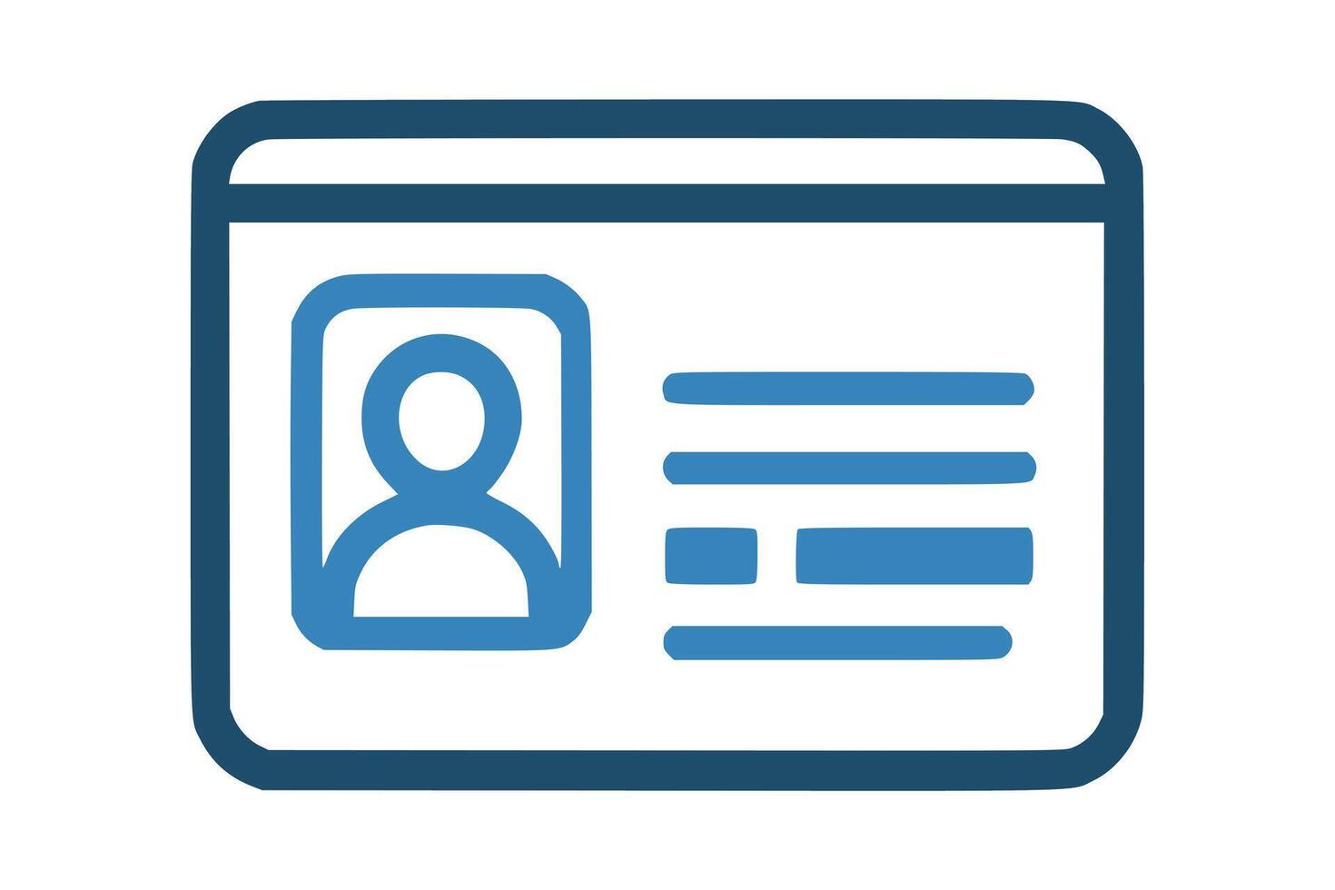 Identification card with Profile icon. National Id card document with photo. Approve identity verification card, Verification badge User or profile card, personal identity verify. vector