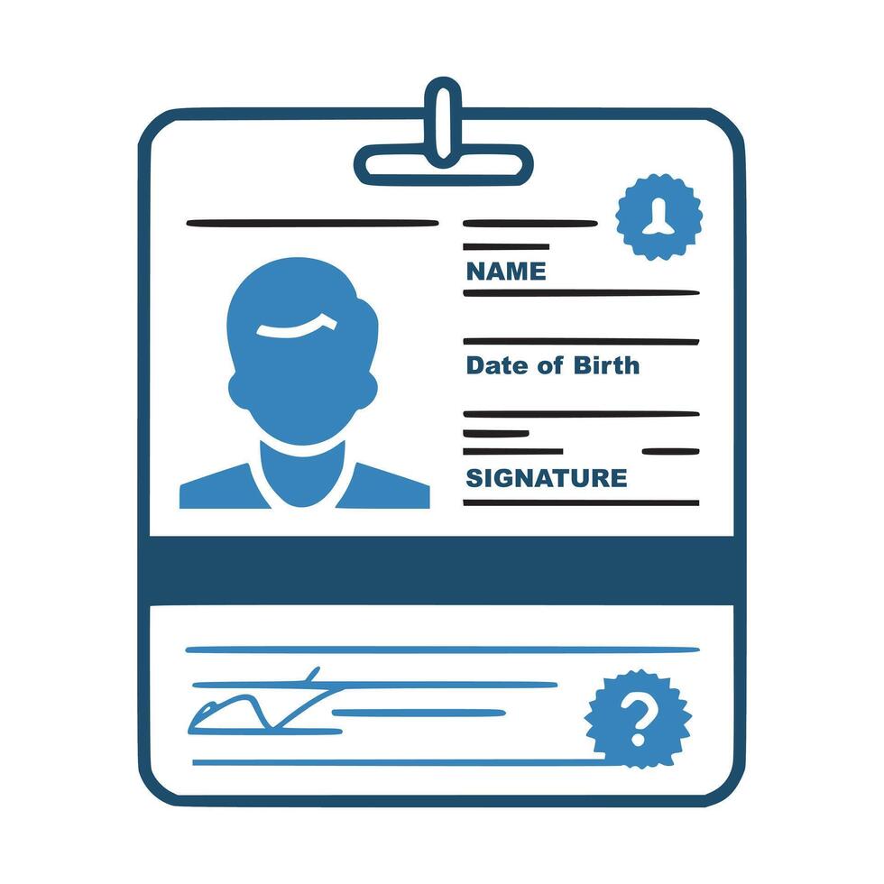 Identification card with Profile icon. National Id card document with photo. Approve identity verification card, Verification badge User or profile card, personal identity verify. vector