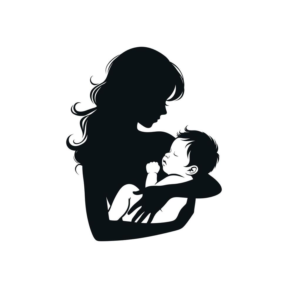 maternal abrazo vector silueta de mamá participación cansado bebé