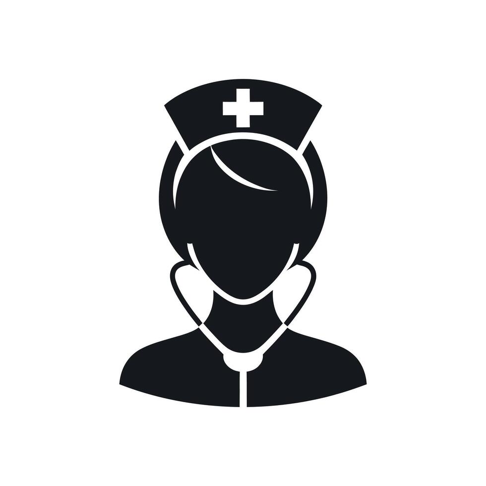 a black and white image of a nurse with a stethoscope on it vector