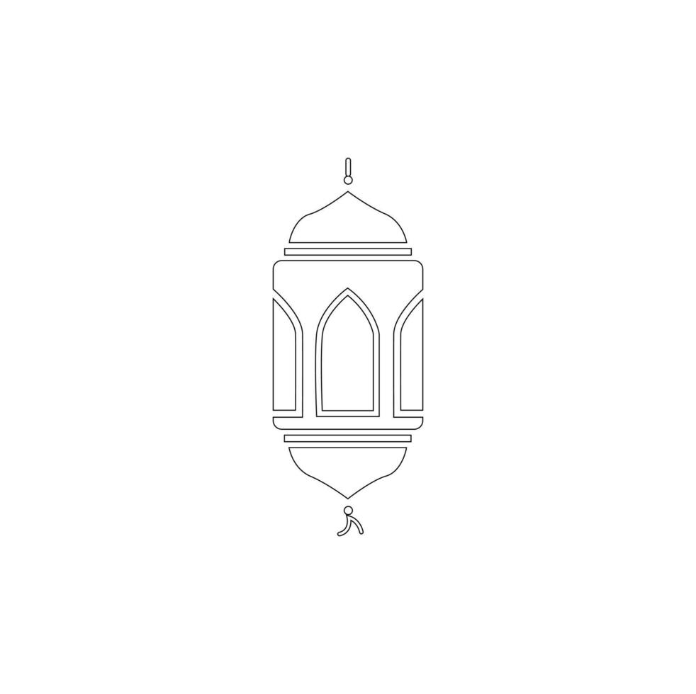 ul Fitri or Eid Mubarak doodle outline. Happy Eid al fitr mubarak wishes card concept with mosque and lantern in outline mono line art illustration. vector