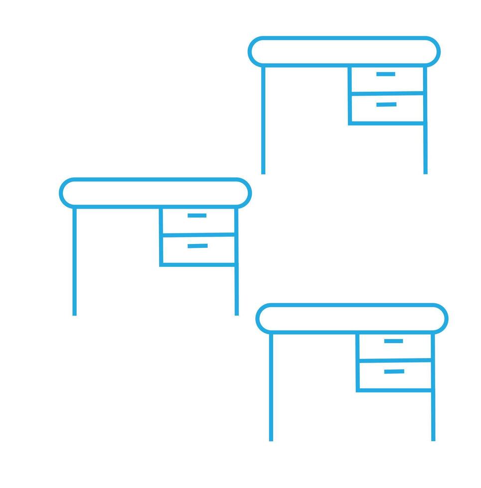 Business Office Desk Line Art Vector Illustration. Illustration of open space interior. Modern office.