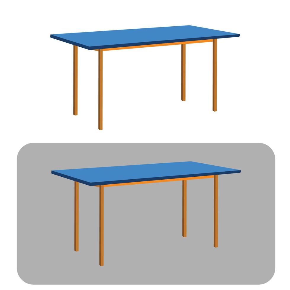 Tables furniture of wood, interior wooden desks. Office plastic stage. Dining wooden tabletop. vector