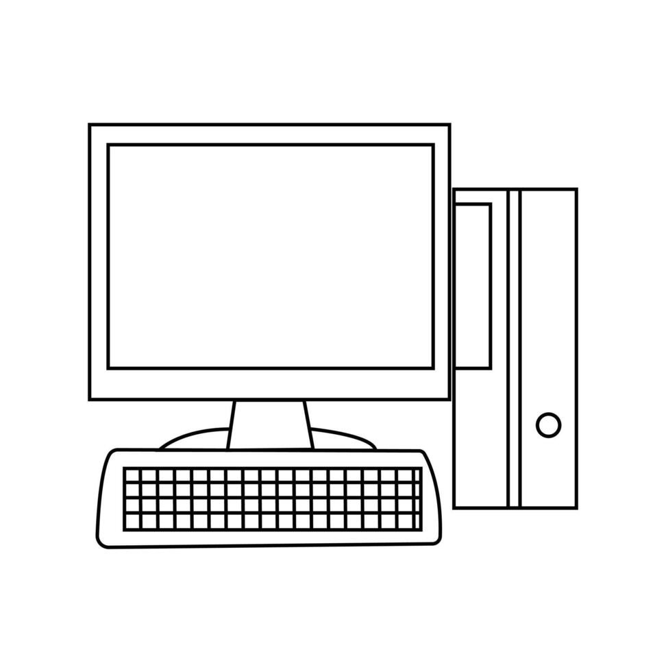 computadora con Lista de Verificación. espacio de trabajo con computadora, café taza, planta y navegador con casillas de verificación.continuo línea dibujo de ordenador portátil computadora. dispositivo y artilugio línea Arte colocar. vector