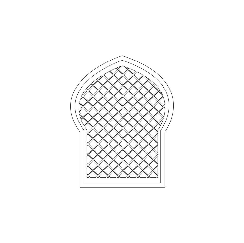 ul Fitri or Eid Mubarak doodle outline. Happy Eid al fitr mubarak wishes card concept with mosque and lantern in outline mono line art illustration. vector