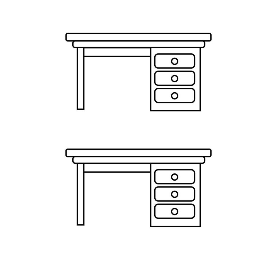 Business Office Desk Line Art Vector Illustration. Illustration of open space interior. Modern office.