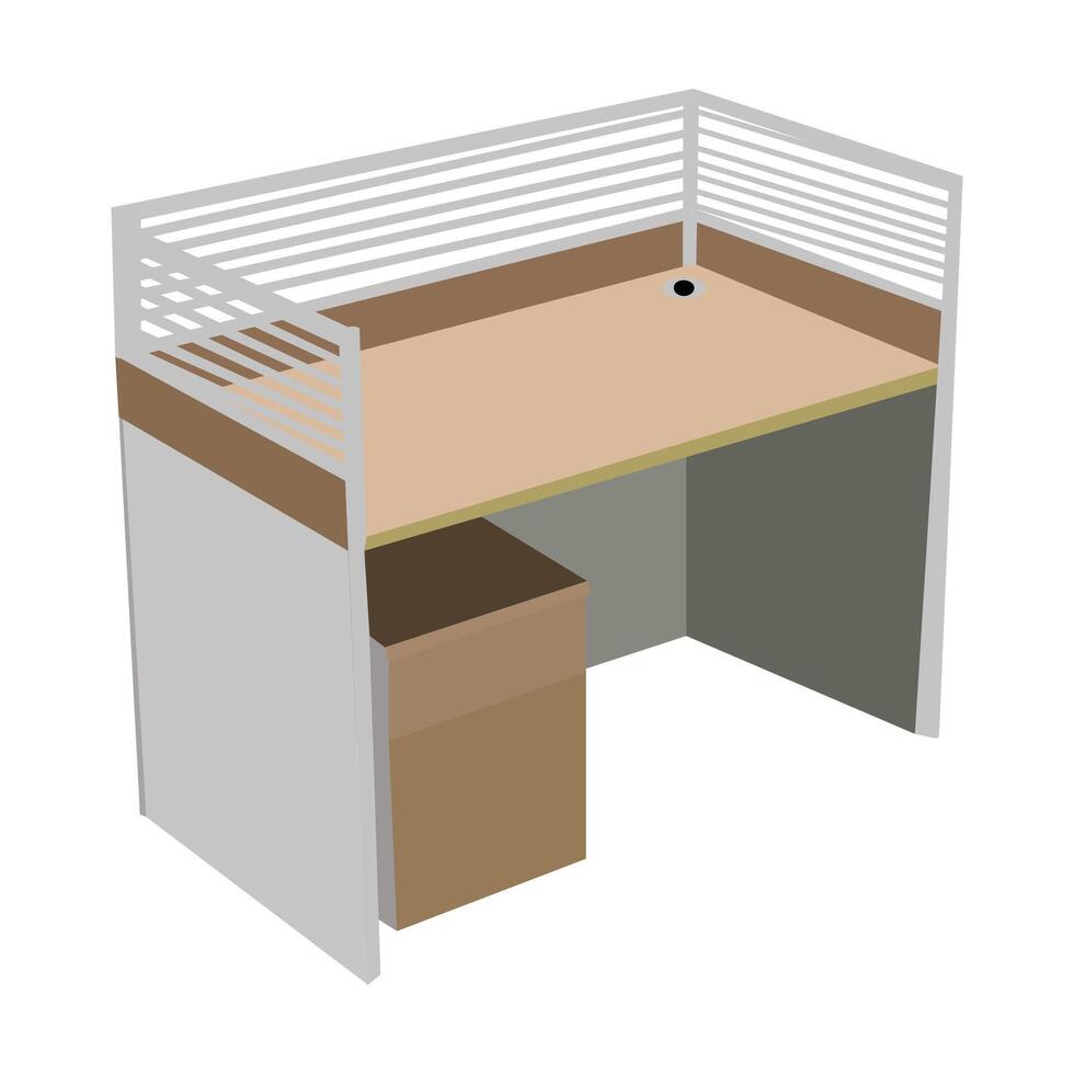 Tables furniture of wood, interior wooden desks. Office plastic stage. Dining wooden tabletop. vector