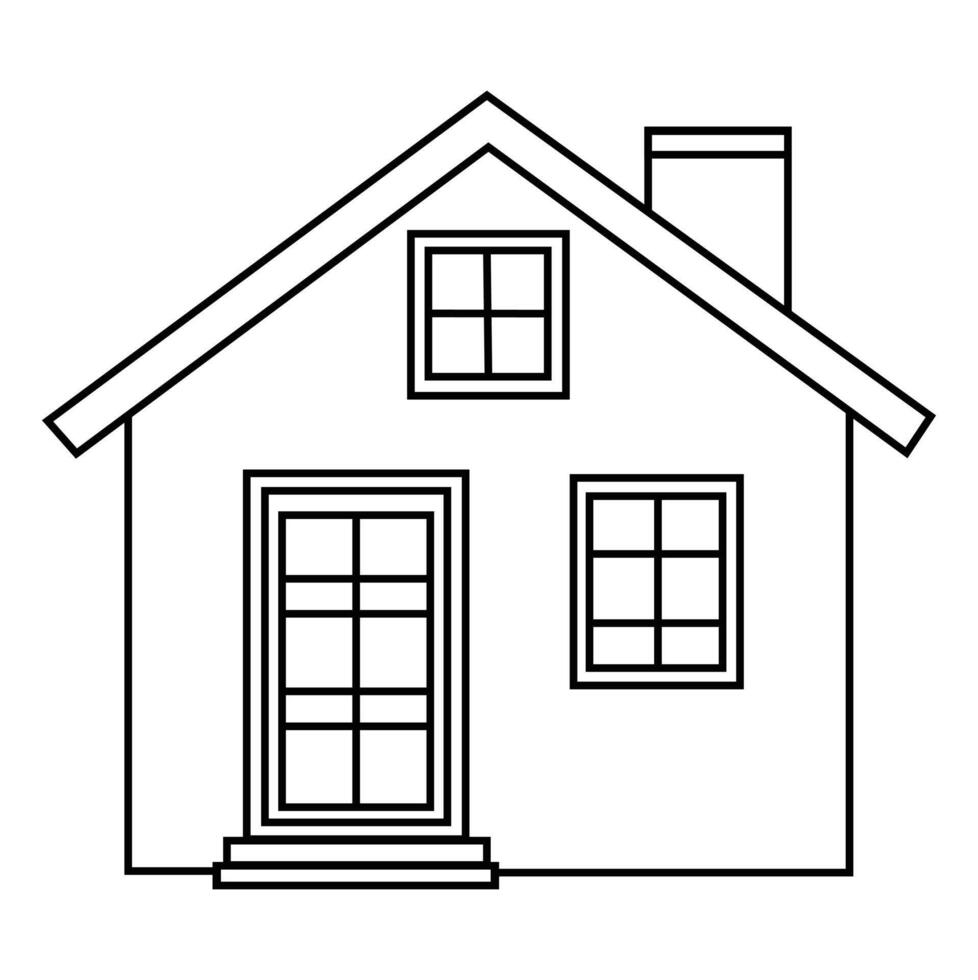 Continuous thin line home vector illustration, minimalist house icon. Continuous one line drawing heart inside house, Love in family symbol.