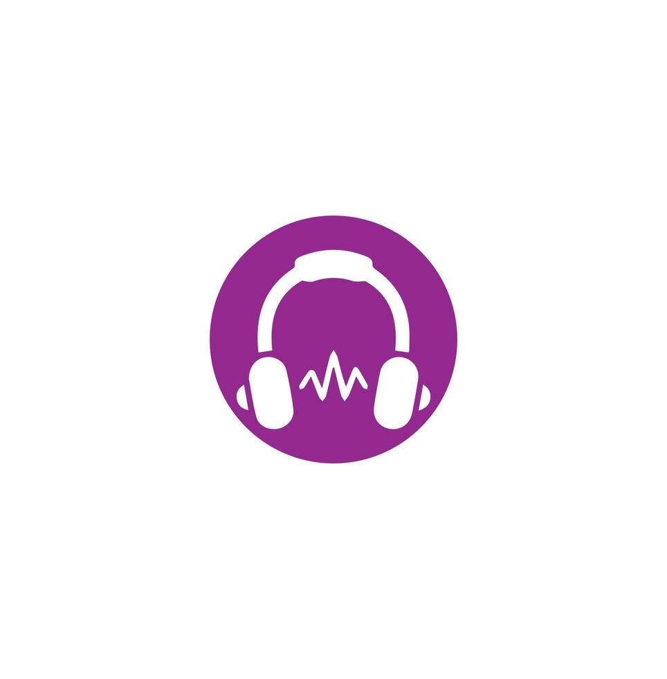 Vector headphones icon. Black symbol silhouette isolated on modern gradient background. Headphone Icon.