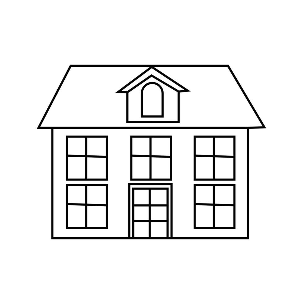 Continuous thin line home vector illustration, minimalist house icon. Continuous one line drawing heart inside house, Love in family symbol.