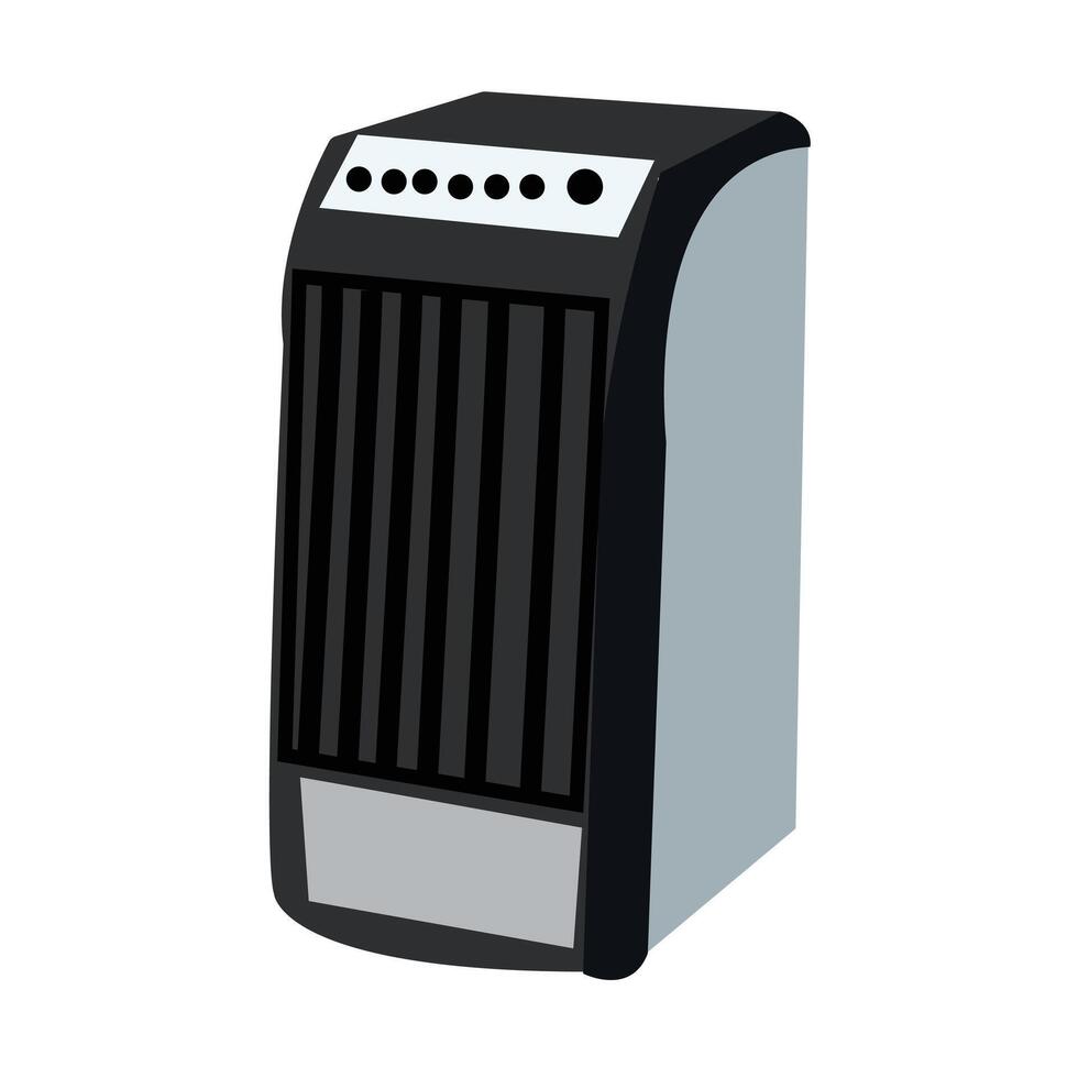Realistic air conditioning, air conditioner vector illustrations. Closed and open air conditioner, flow cold and heat wind. Temperature and climate control system.