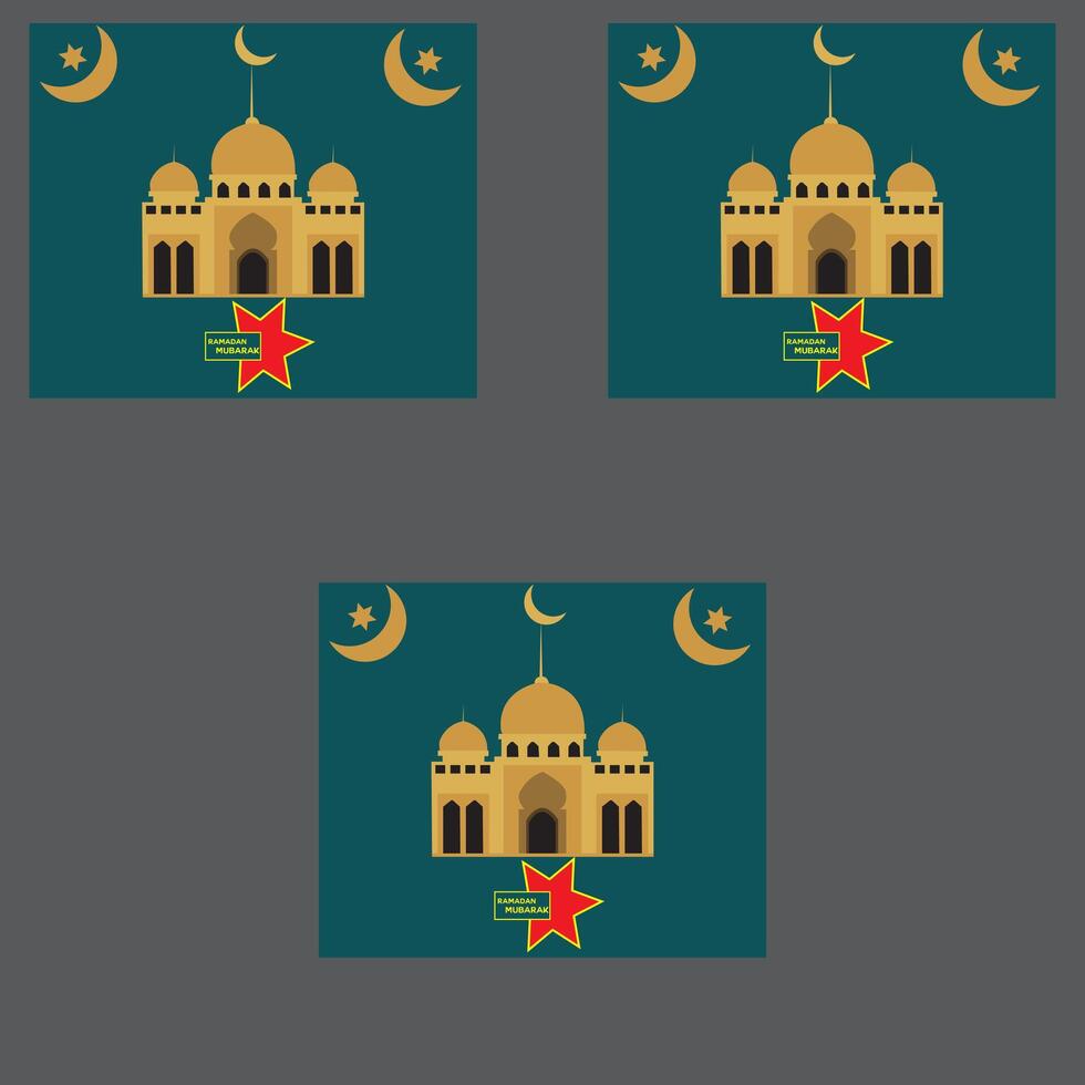 Collection of modern style Ramadan Mubarak greeting cards with retro Boho design.Eid Mubarak Design Background. Vector Illustration for greeting card, poster and banner.
