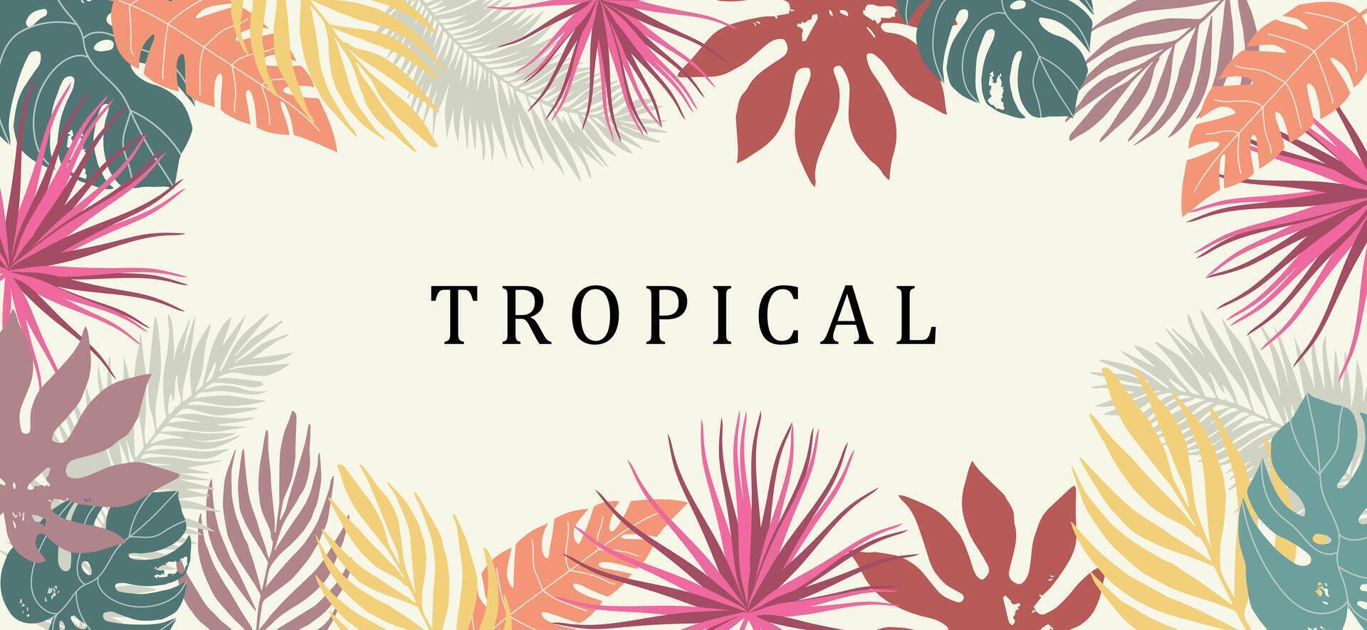 Tropical background with exotic leaves. Tropical design. vector