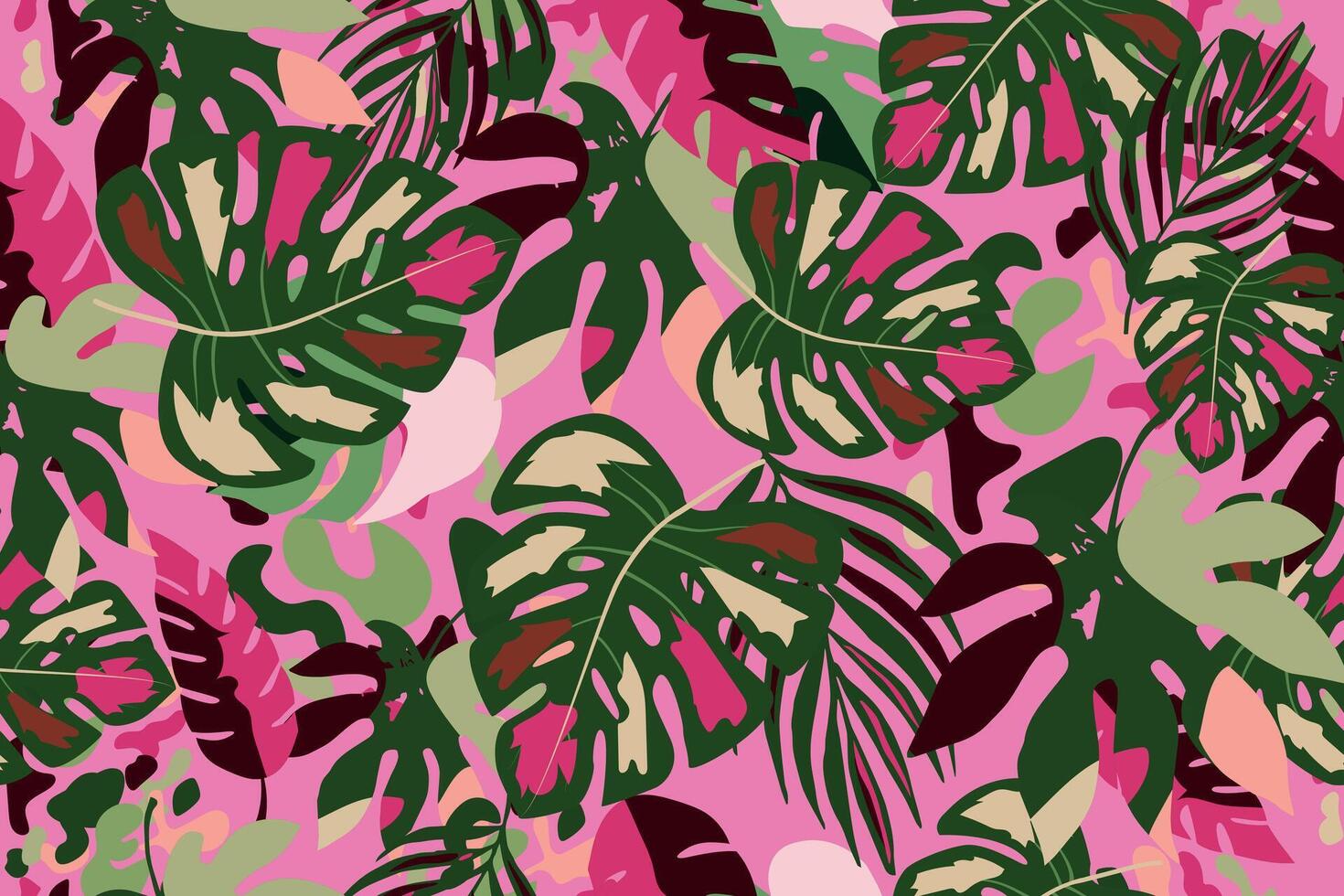Bright creative tropical seamless pattern. Pattern with tropical leaves. Fashionable tropical design. vector