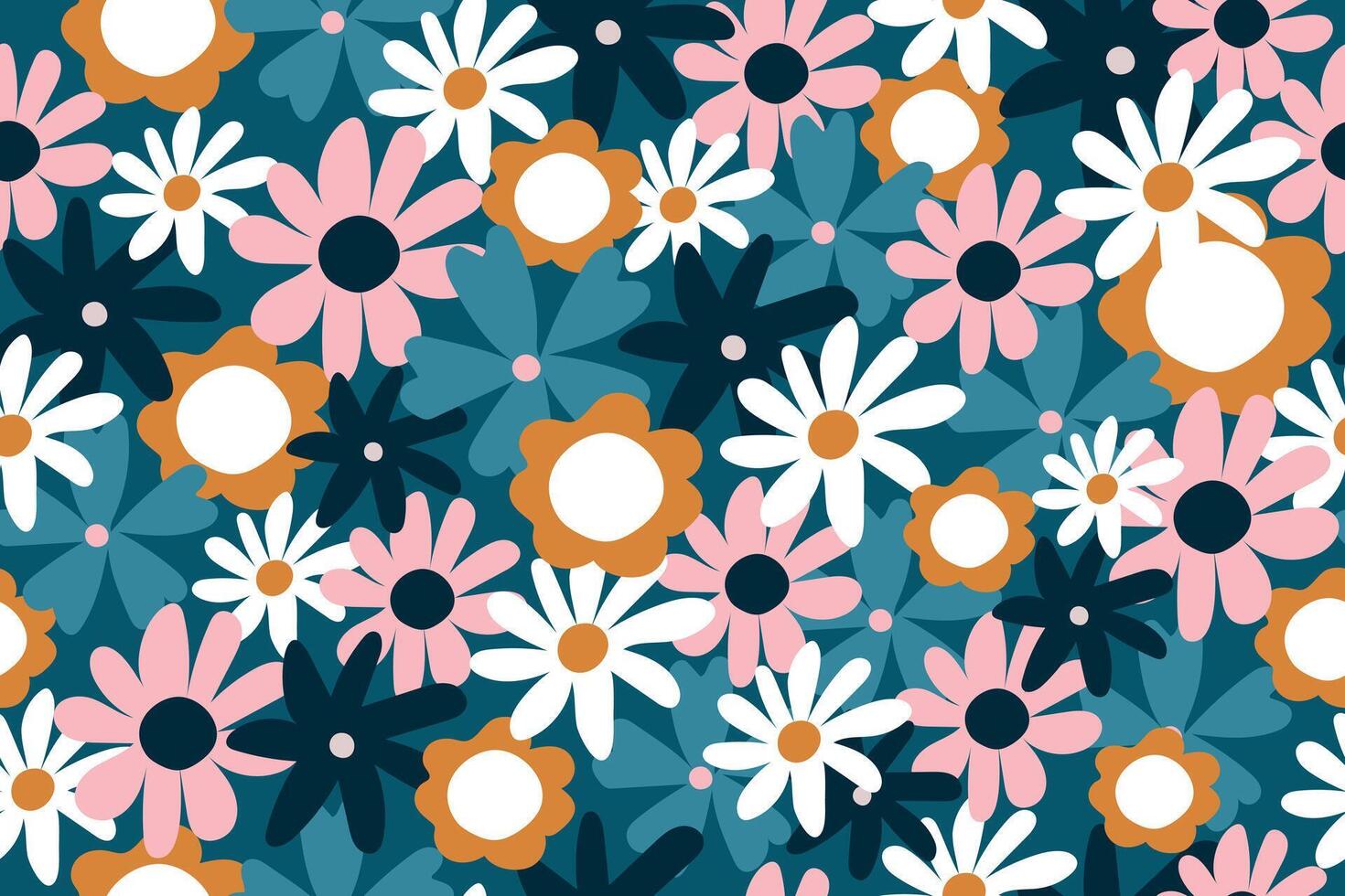 Trendy floral seamless illustration. Bright floral summer print. vector