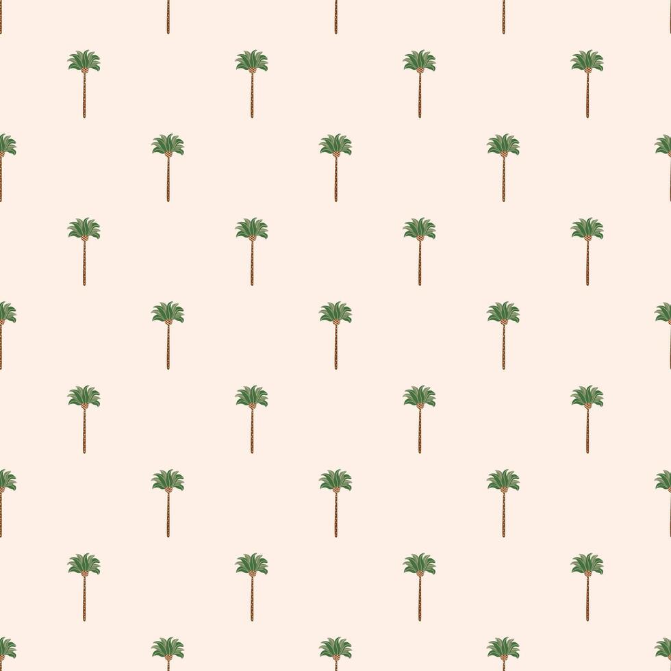 Small tropical palm trees seamless pattern. Vector summer beach textile design, wallpaper, background, print, fabric, paper. Cute hand drawn tropical plants illustration for pajamas, male cloth.