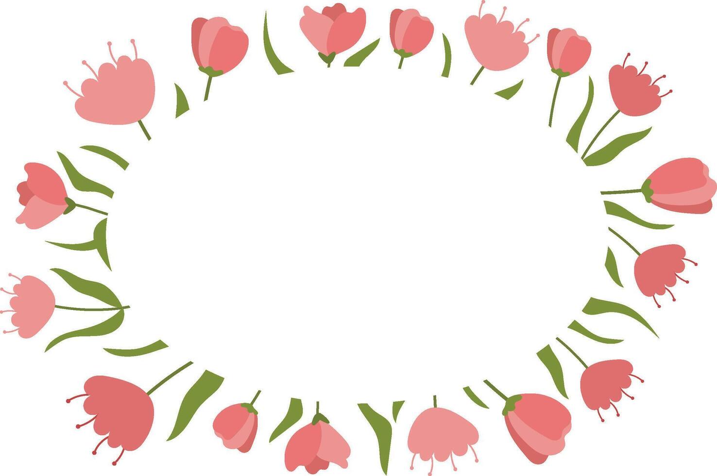 Abstract tulip flower background Vector design floral border frame minimal pink garden