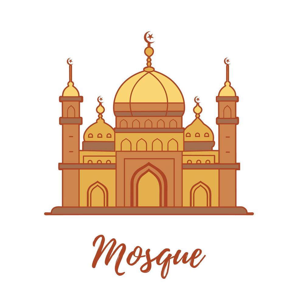 iglesias ilustraciones. mezquita. vector siluetas línea color ilustraciones en un blanco antecedentes.
