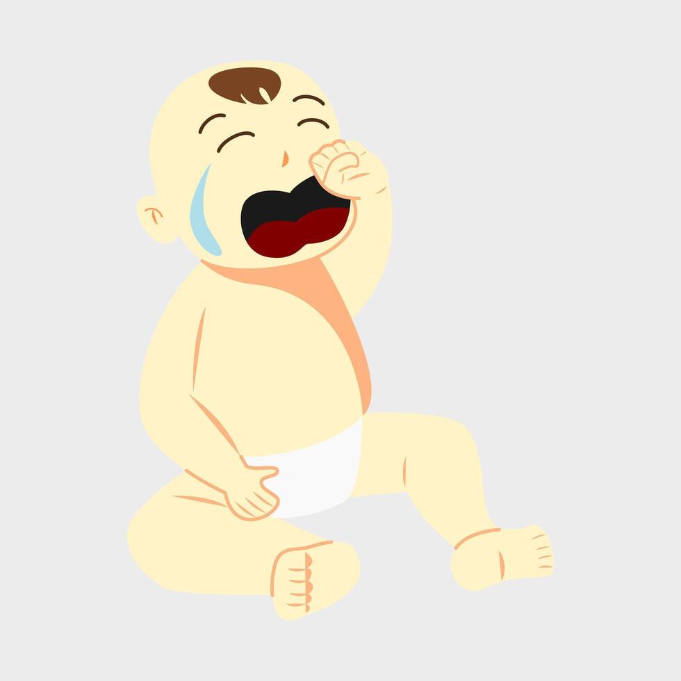 illustration of crying baby wearing diaper vector