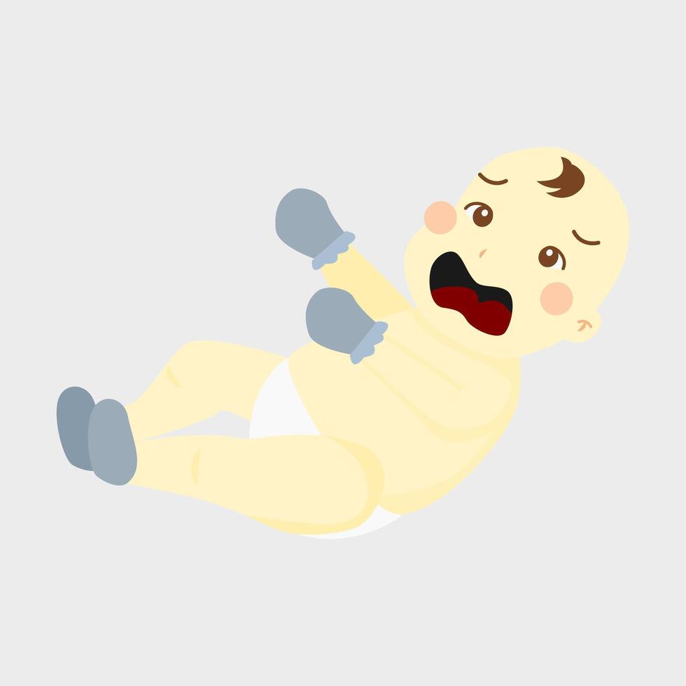 illustration of crying baby boy wearing diaper vector